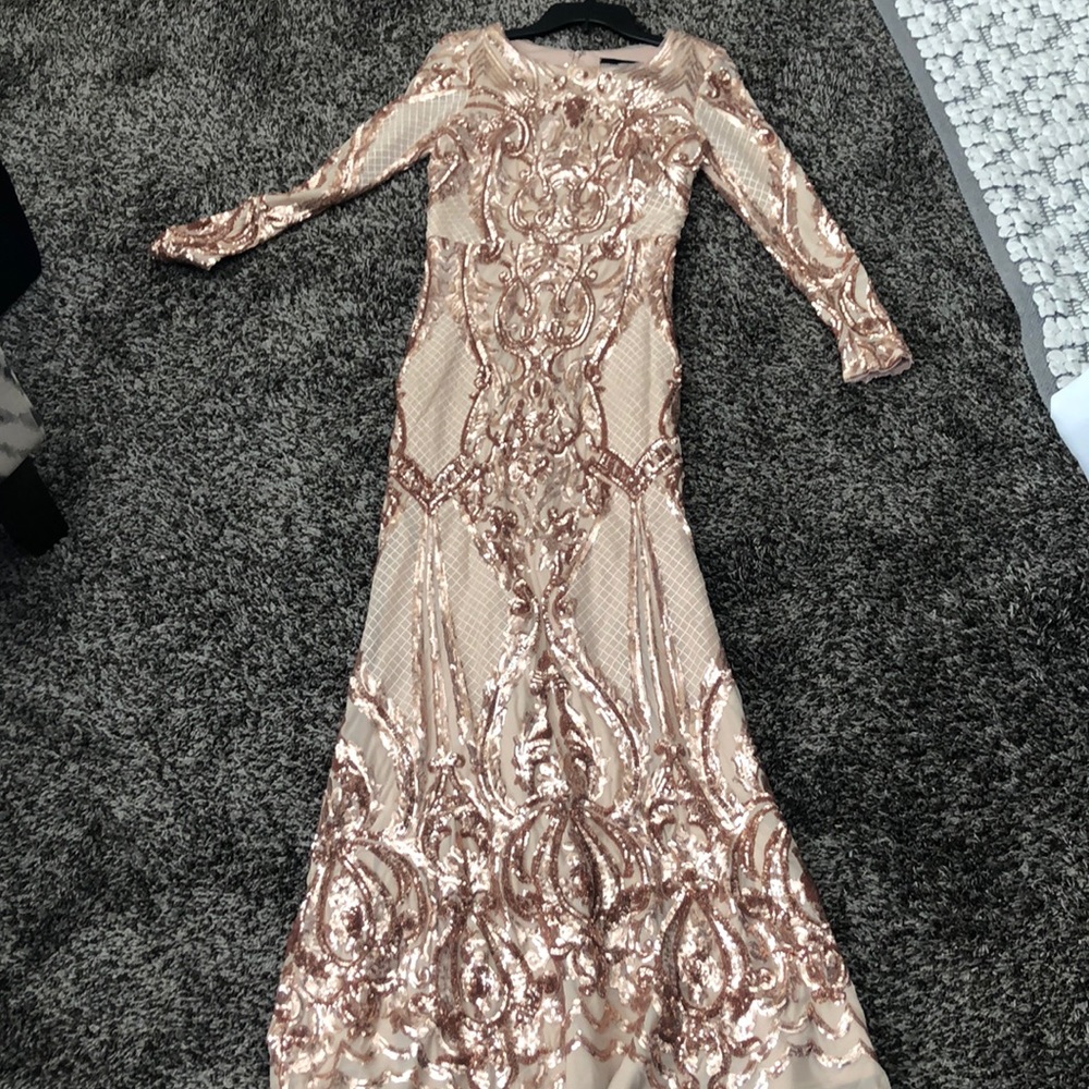 Rose gold Prom dress long sleeve